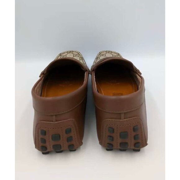 Gucci Men’s Interlocking G Supreme Driver Calfskin Loafers Brown Sugar UK7.5 730 - Picture 6 of 14